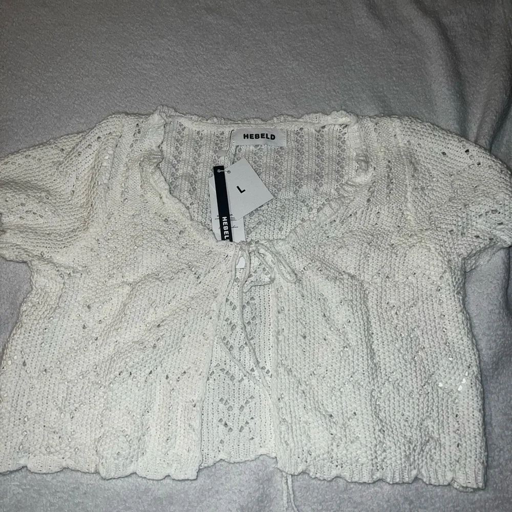 White Crochet Tie-Front Top - Picture 2 of 3